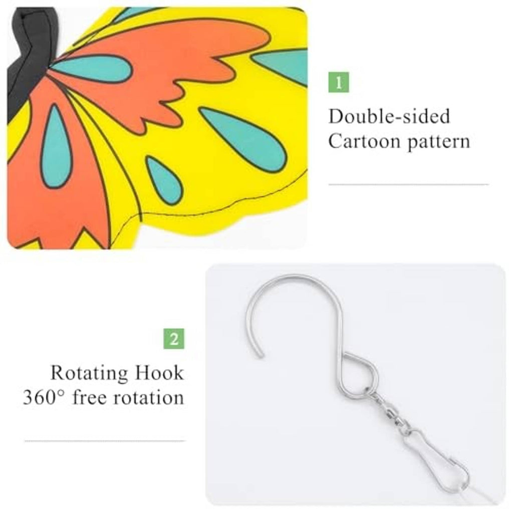 Rotating hook detail for garden wind spinner; double-sided cartoon pattern attachment