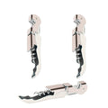 White-handled waiter corkscrew wine openers, two-piece set with silver metal levers