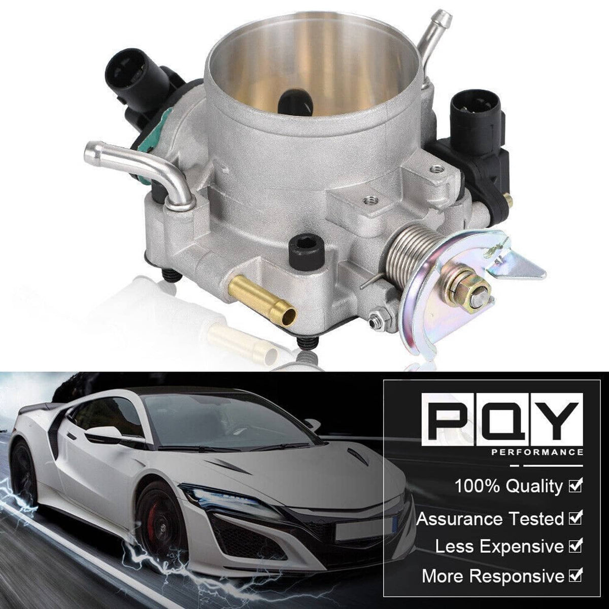 Intake manifold and 70mm throttle body assembly, silver housing with black sensor connectors
