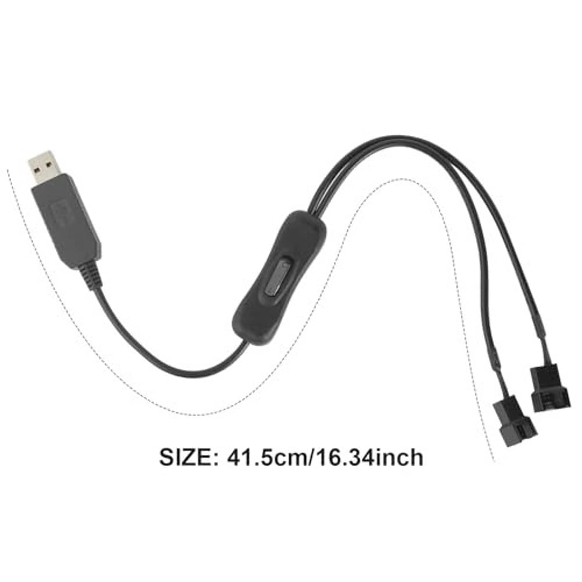 USB power adapter cable with dual fan connectors; 41.5 cm (16.34 in) length