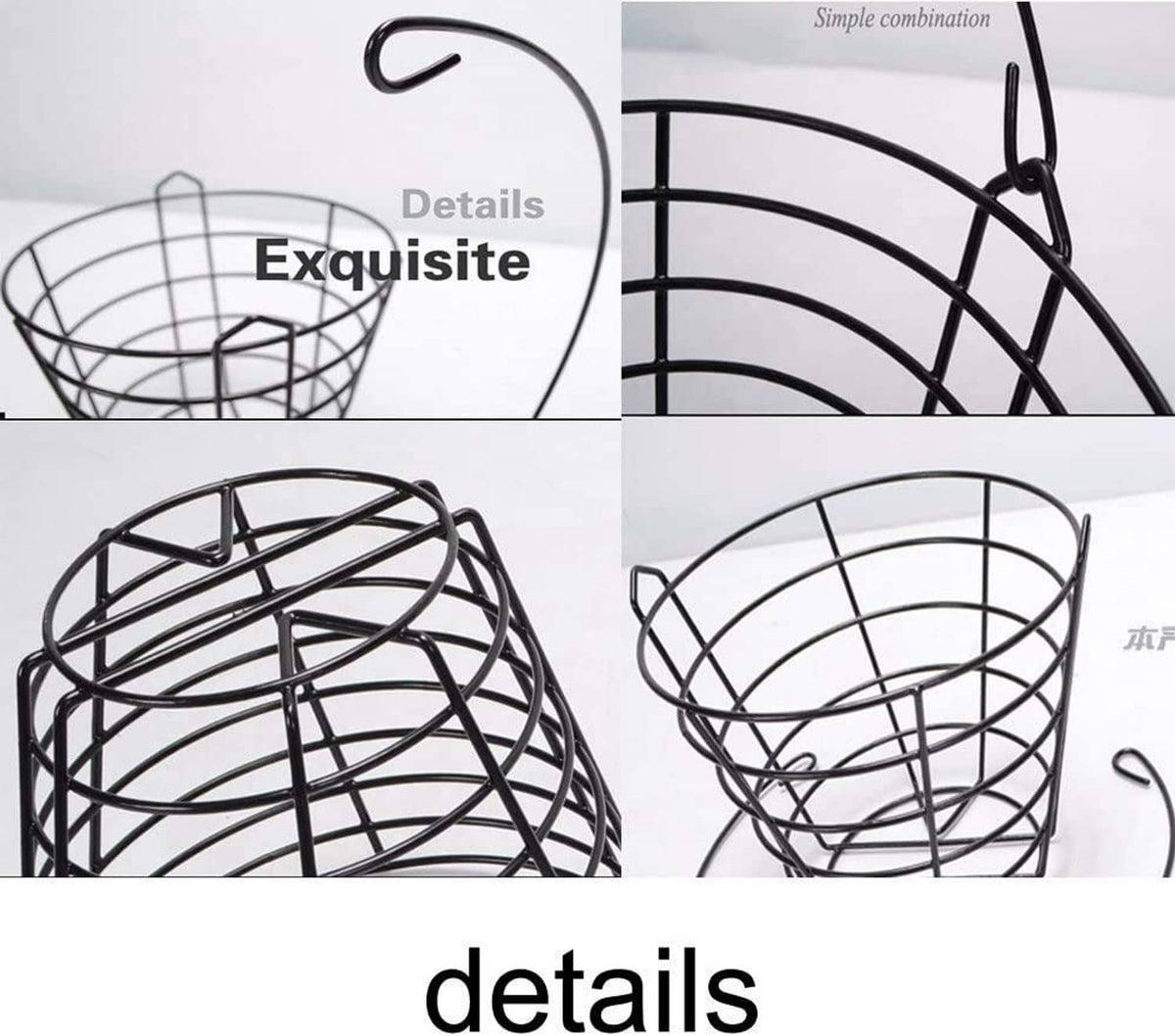 Round wire golf ball basket detail with curved bars and side hooks