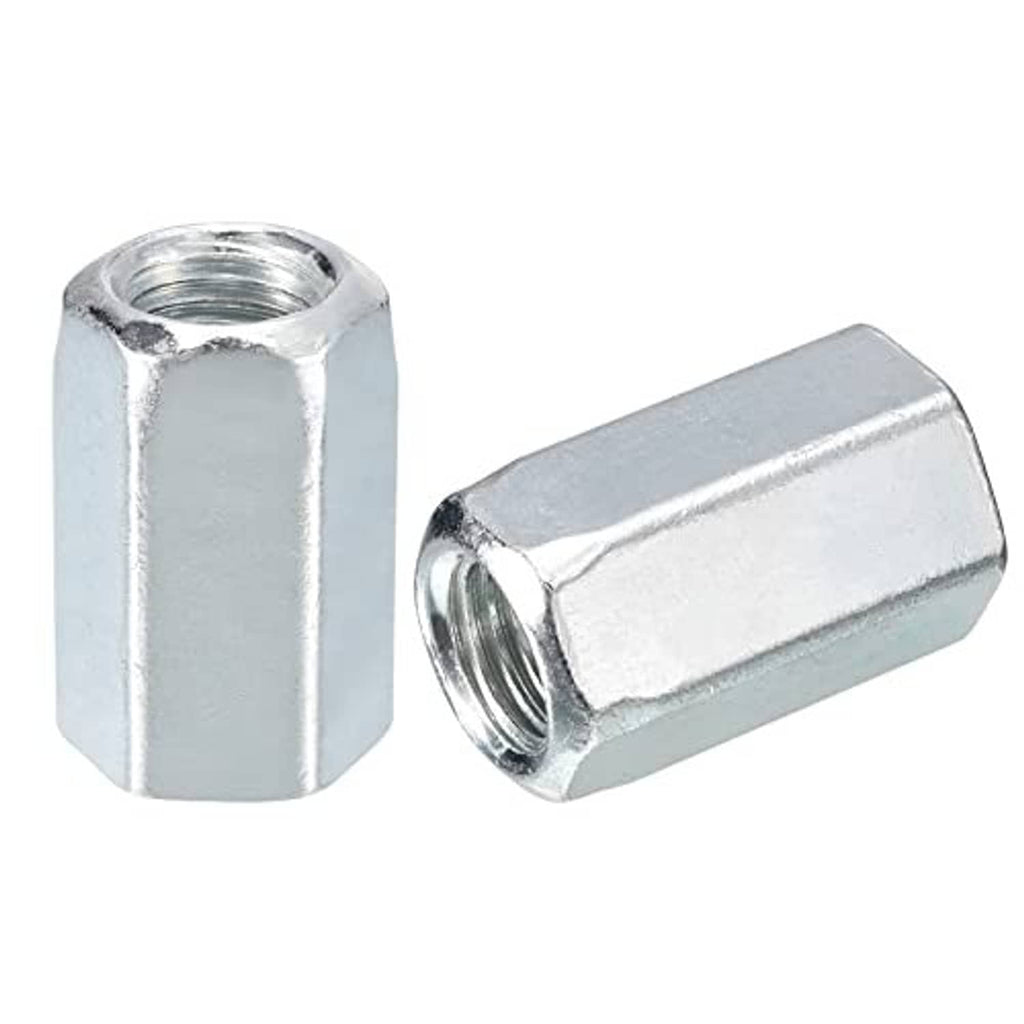 Galvanized hex coupling nuts with internal threads, carbon steel pair view