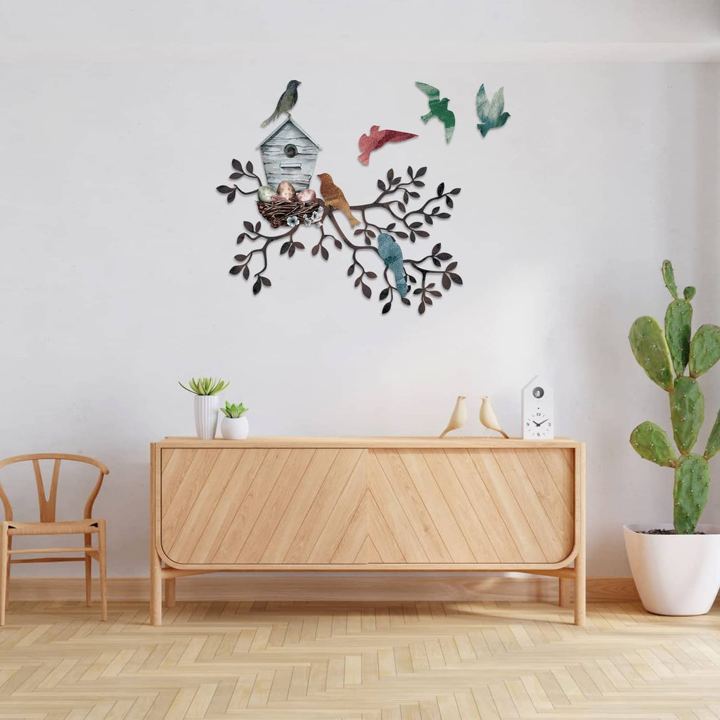 RivetOak Tatuo Metal Bird Wall Art Birds on The Branch 1.81 x 11.18 inches, Multicolor