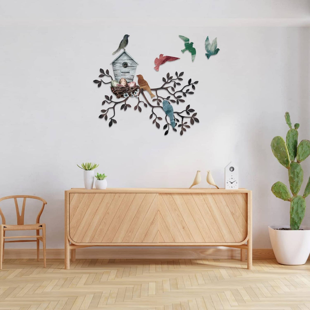 RivetOak Tatuo Metal Bird Wall Art Birds on The Branch 1.81 x 11.18 inches, Multicolor