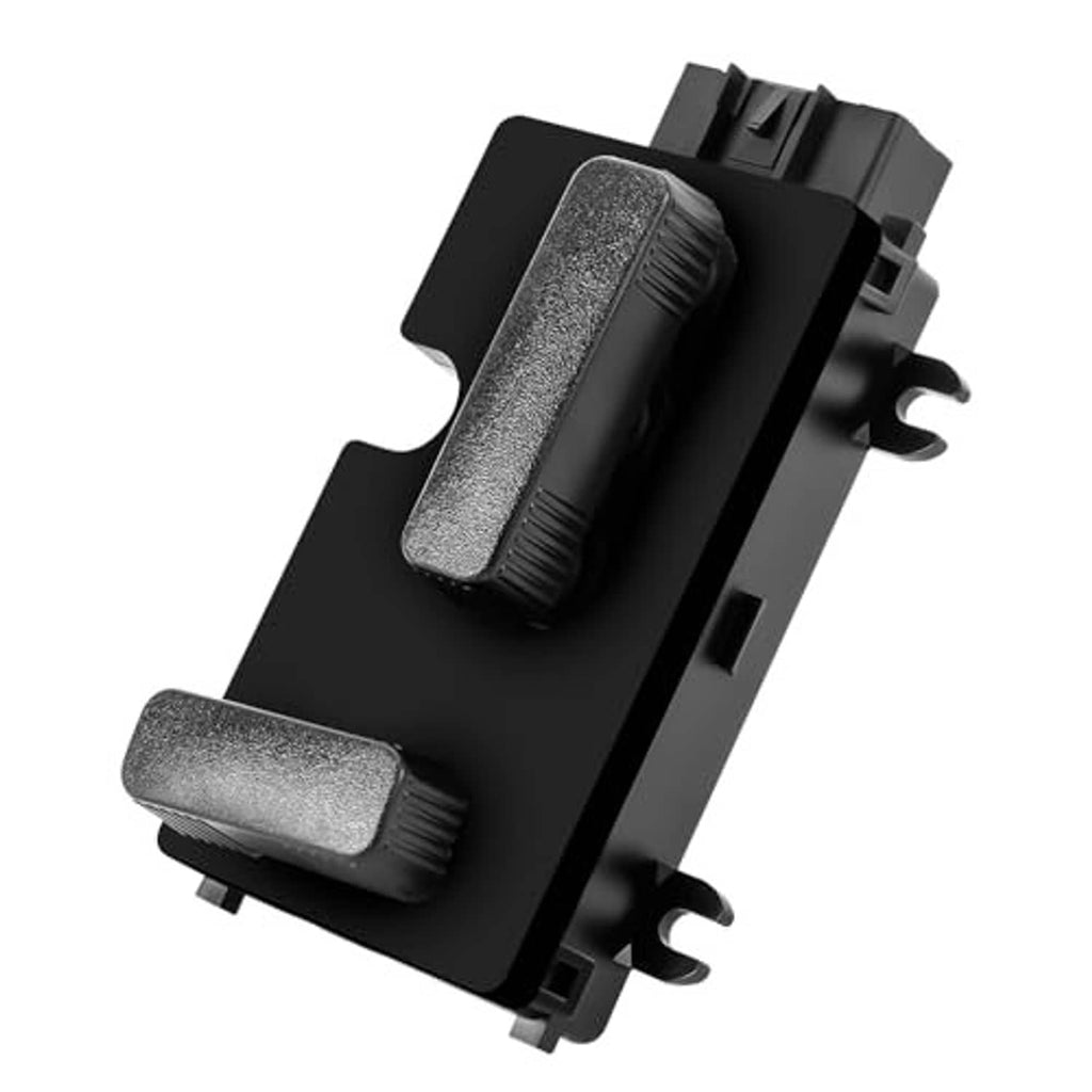 Black power seat switch with textured control pads and side mounting clips