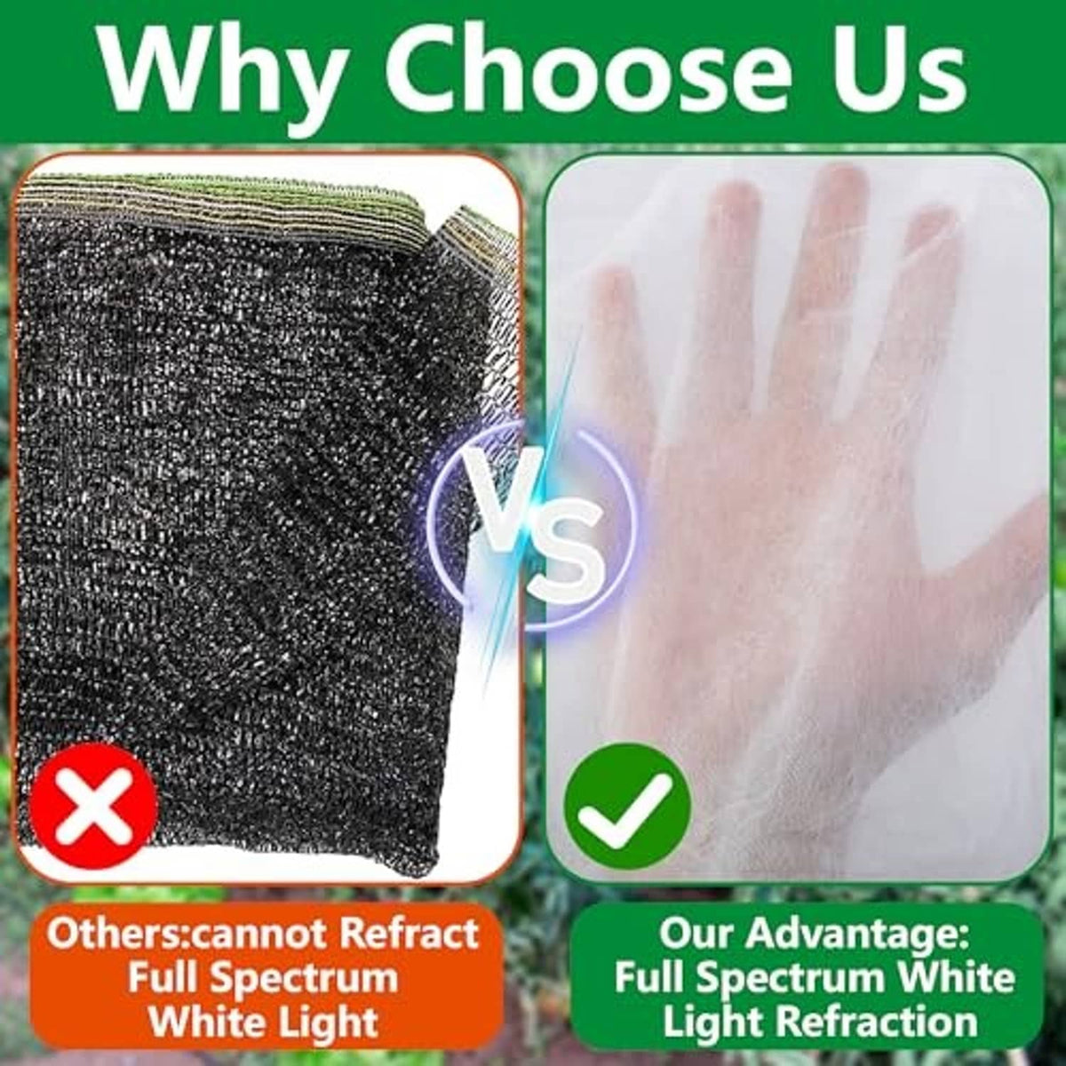 White plant cover fabric sheet held in hand, translucent nonwoven material