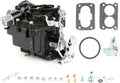 Marine 2BBL carburetor assembly with gaskets and mounting hardware kit, black finish
