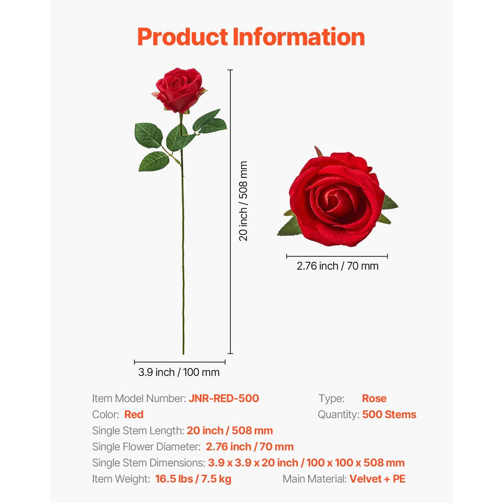 Red artificial rose with green leaves and stem