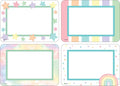 Pastel pop name label set with star and rainbow borders, blank interior