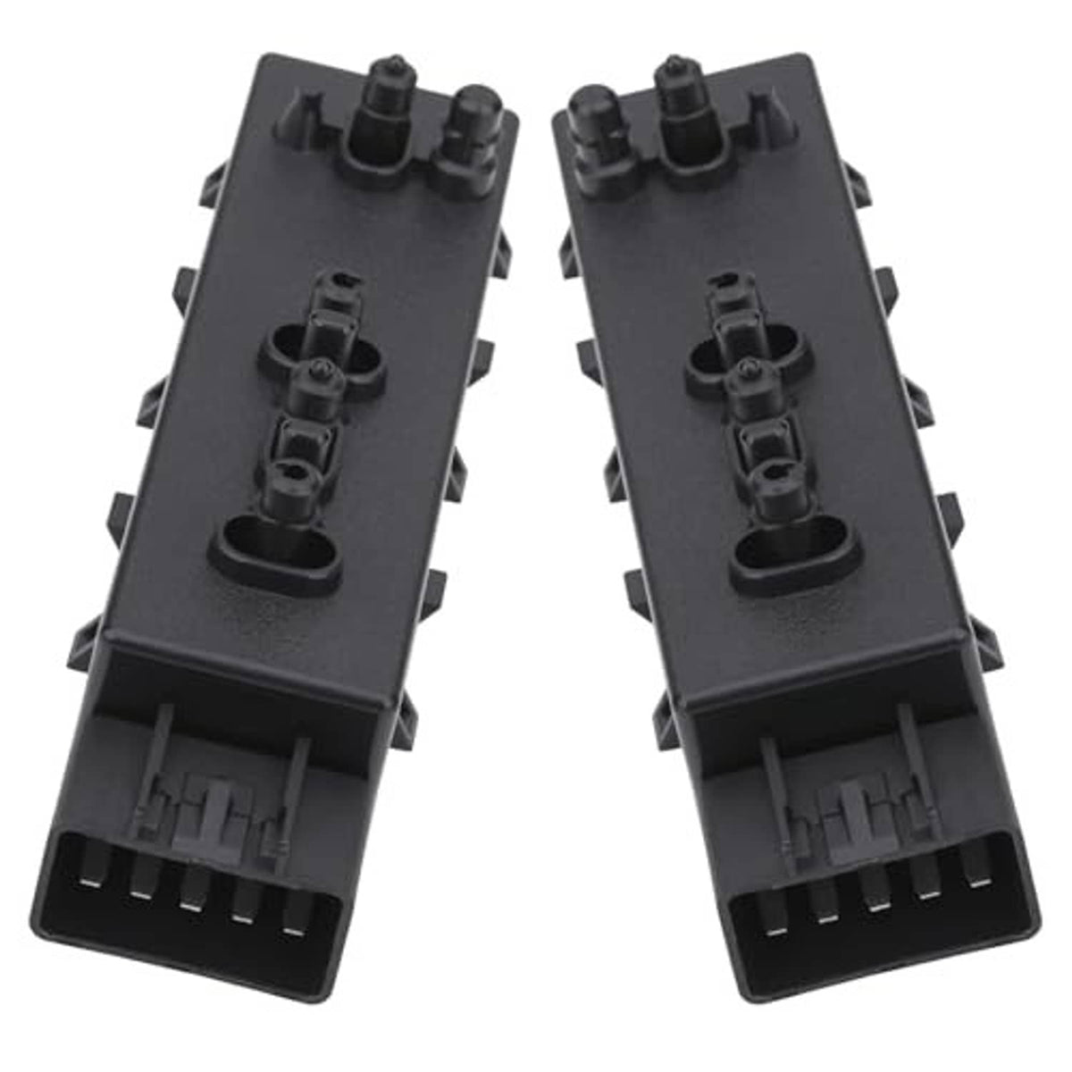 Black 8-way seat switch module pair with exposed switch caps and pin sockets
