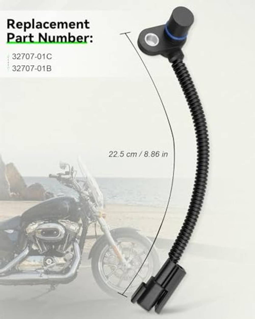 Crankshaft position sensor with gray plug and coiled black cable