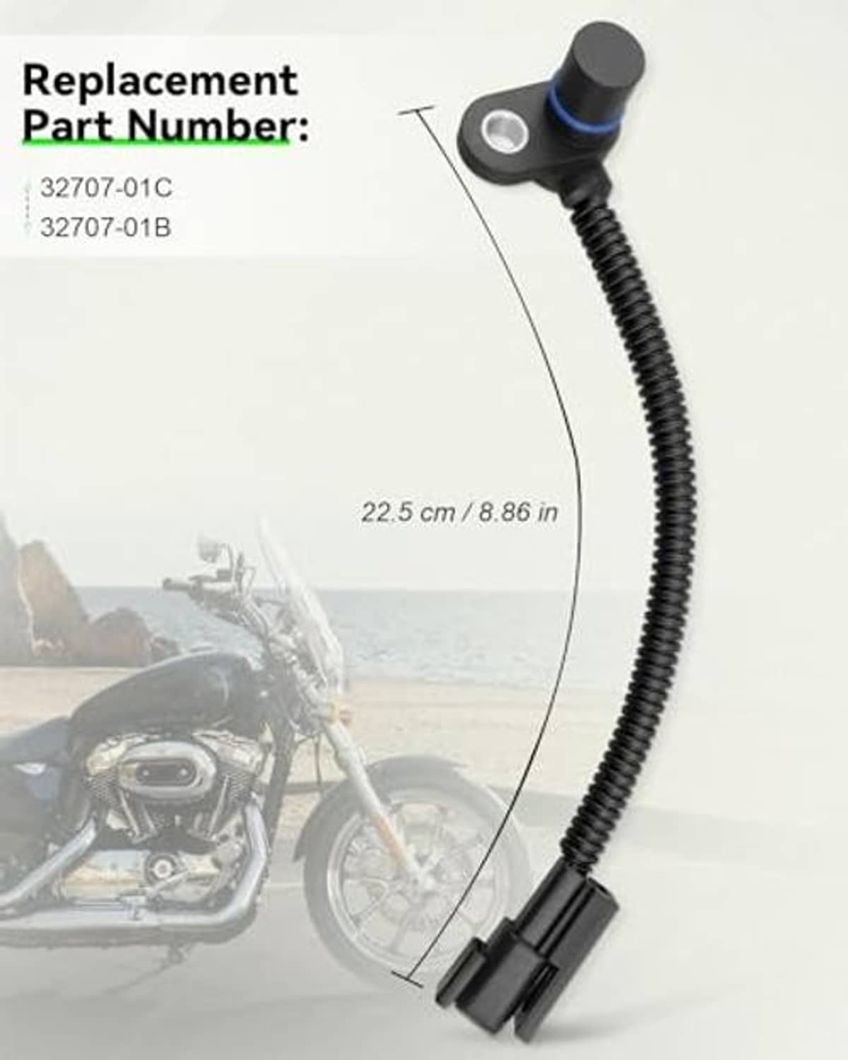 Crankshaft position sensor with gray plug and coiled black cable