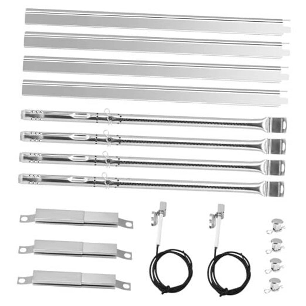 Stainless steel gas grill burner tubes, heat plates, igniter cables, and burner caps