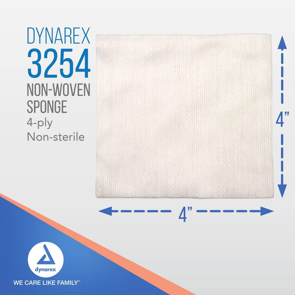 Dynarex non-woven sponge pad, white square, 4 x 4 in, non-sterile
