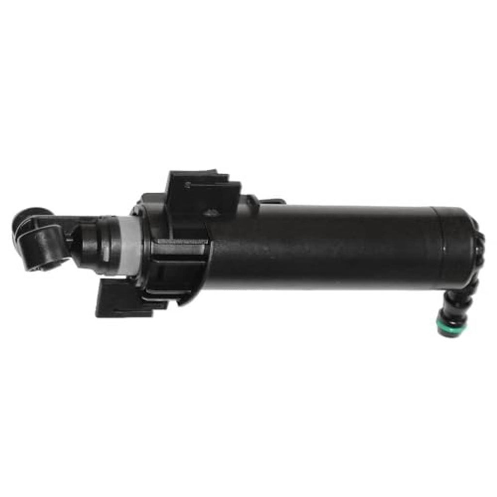 Black headlamp washer nozzle jet sprayer, cylindrical housing with green connector