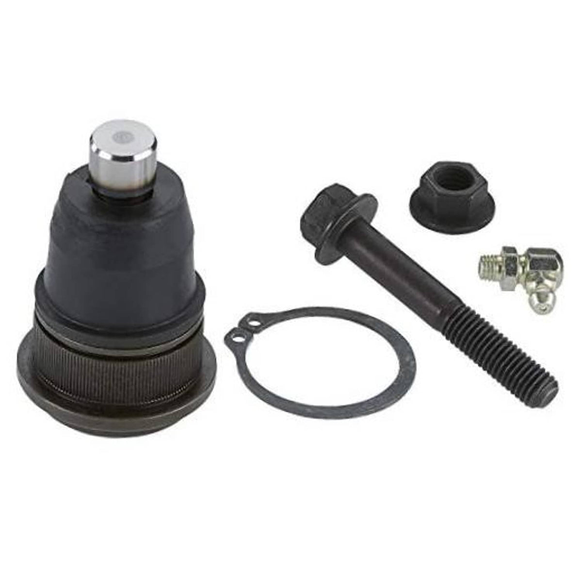 Front suspension ball joint assembly kit with black boot, seal, and mounting hardware