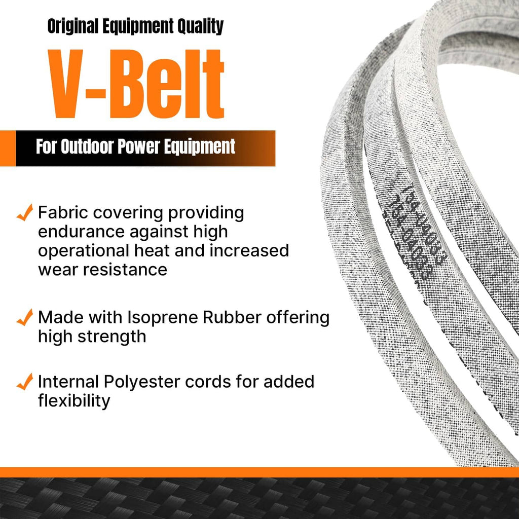 Gray V-belt with textured fabric cover and embedded cords for durability