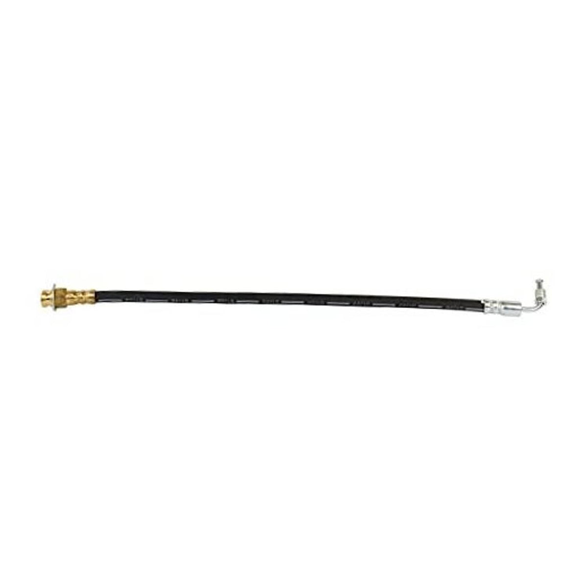 Black rubber brake hose with male-to-female swivel fittings, 18 in length