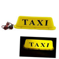 Yellow taxi sign dome light with magnetic base, TAXI lettering and power cord