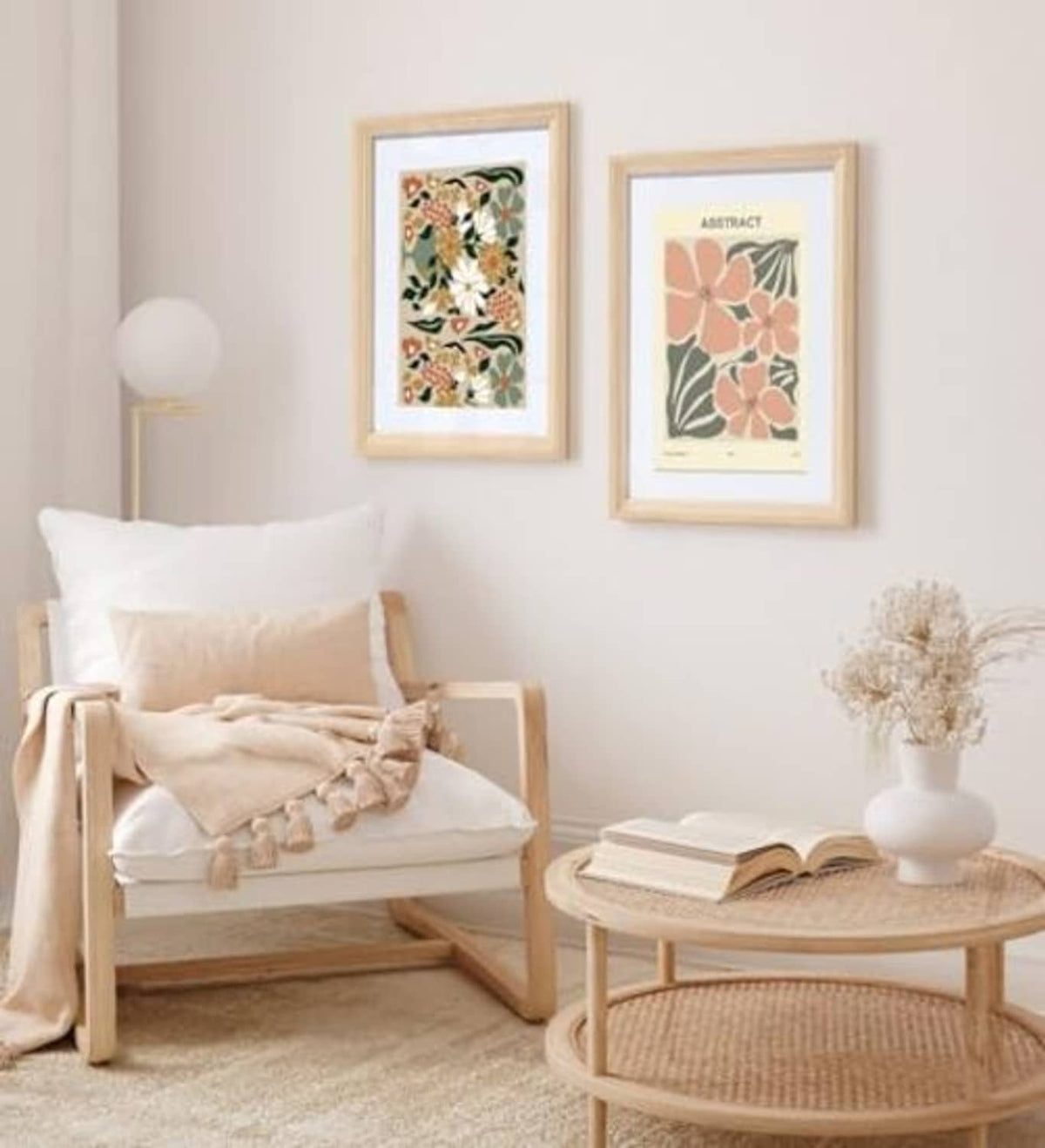 Wood picture frames with real glass for small wall art prints, two sets