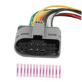 Headlight sensor connector socket with multi-wire harness and gray plug housing
