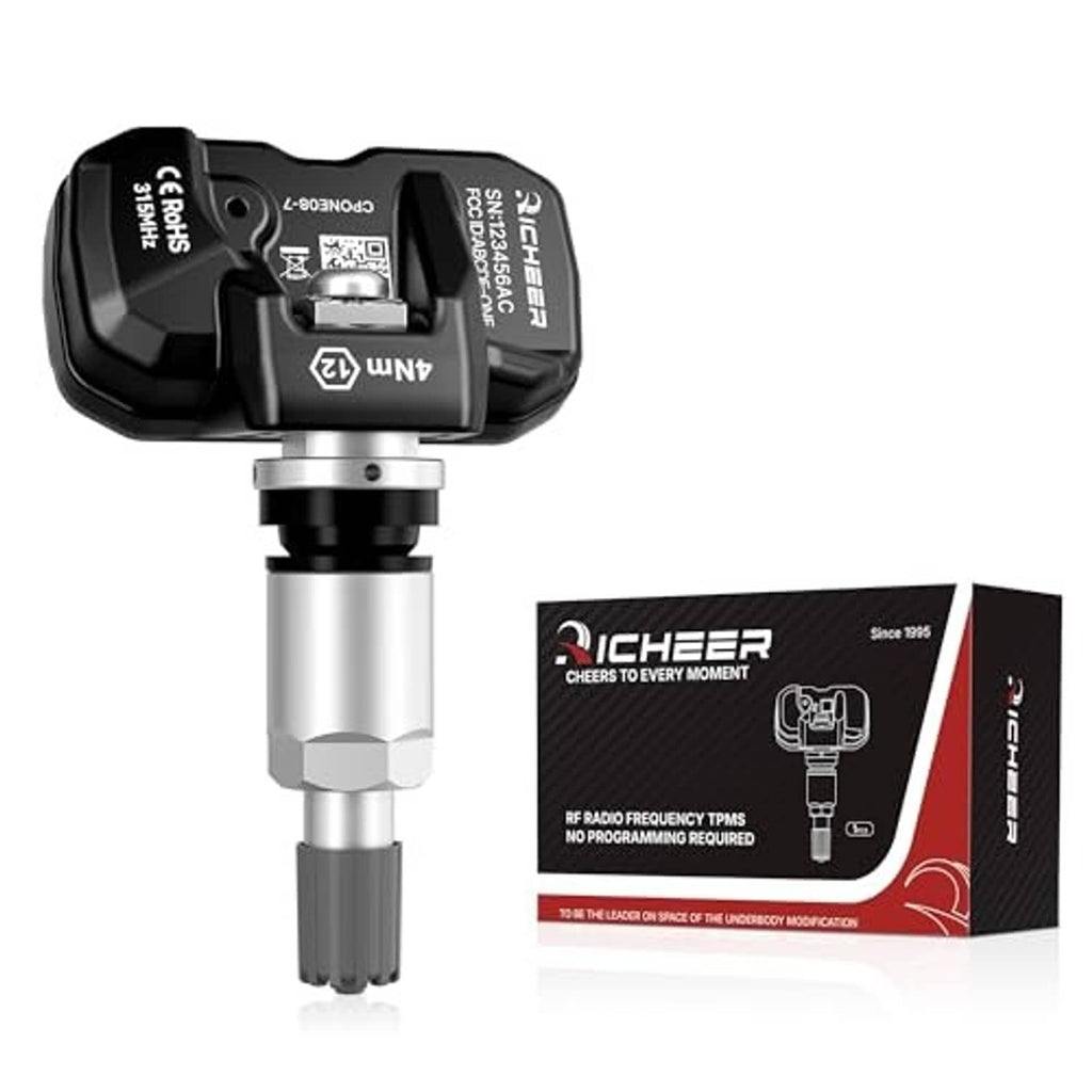 Variable-angle TPMS sensor with packaging box and valve stem in view