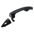 Front exterior door handle with mounting insert, dark black plastic