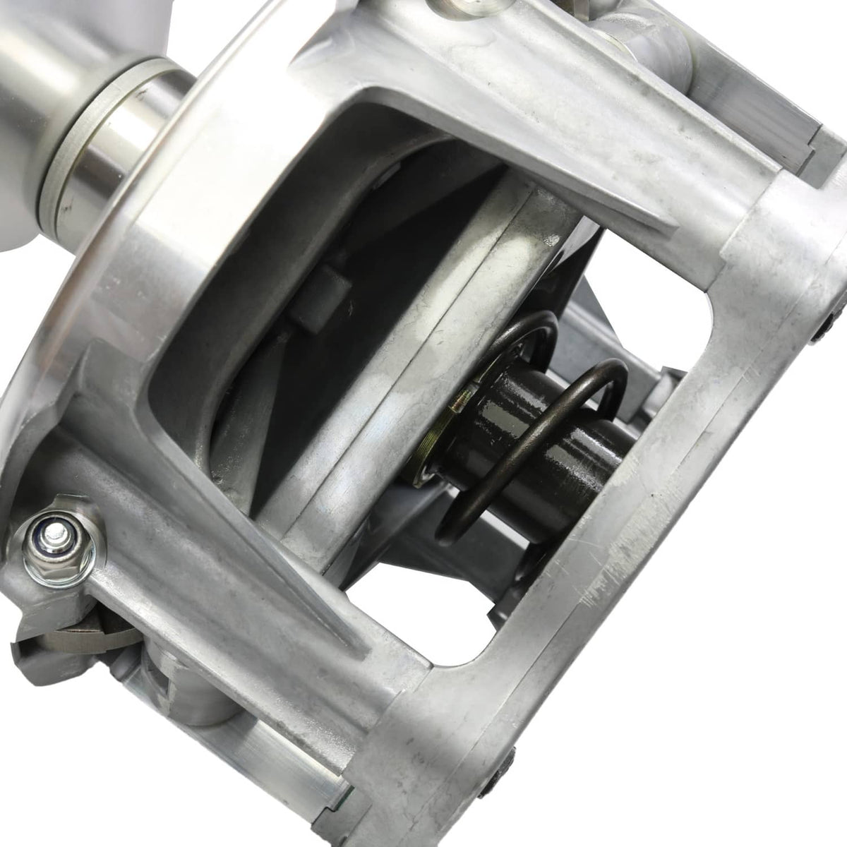 Primary drive clutch assembly close-up with black spring inside silver frame