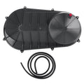 Black outer clutch cover with mounting tabs and included seal/rubber gasket