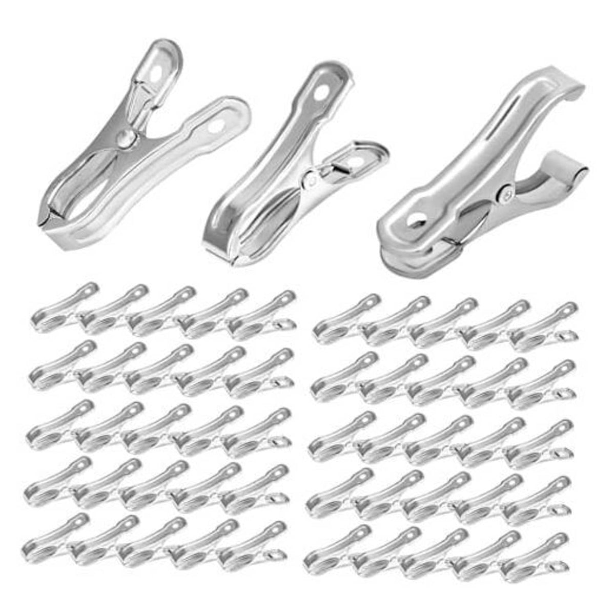 Stainless steel greenhouse clips with spring latch, set of multiple clamps