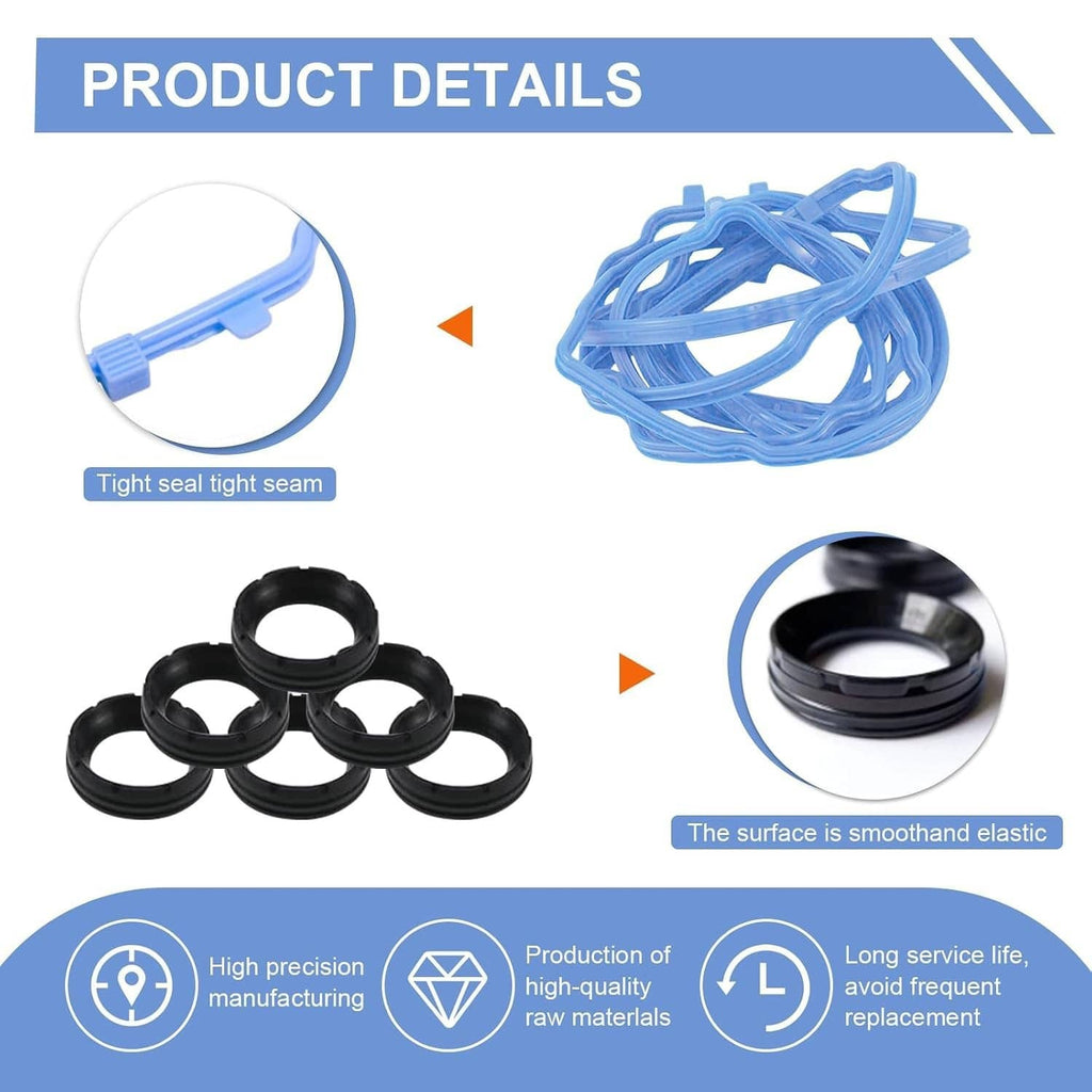Valve cover gasket kit with blue gasket tubing and black seal rings