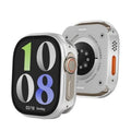 Silver 3-in-1 metal case on Apple Watch Ultra with black display
