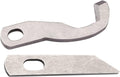 Two-piece serger knife blade set in stainless steel with oval mounting holes