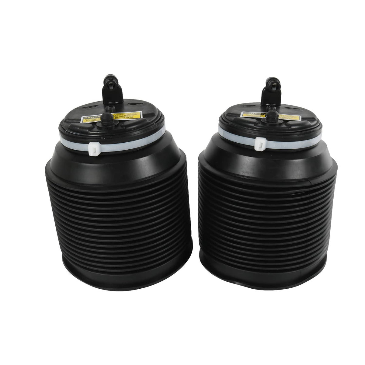 Air suspension spring bag set, black rubber bellows with mounting valve caps (2-pack).