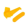 Yellow plastic tire changer demount head inserts, two-piece guard for wheel demount