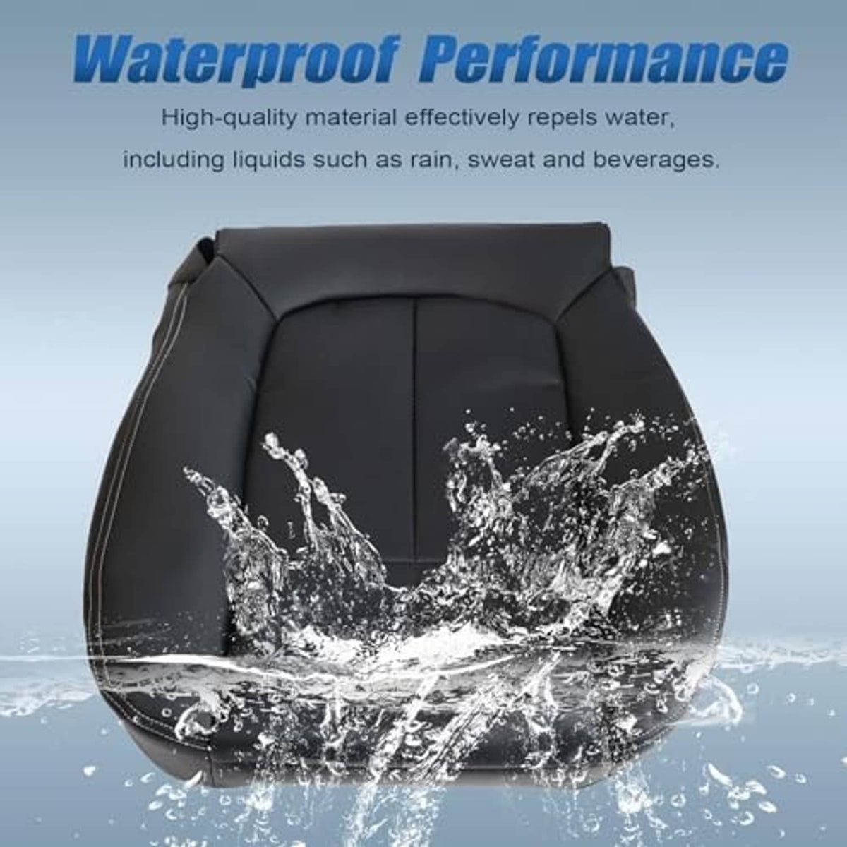 Black leather seat cover replacement with water-shedding fabric surface