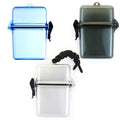 Waterproof ID card badge holder with lanyard cord, hinged clip, clear front window