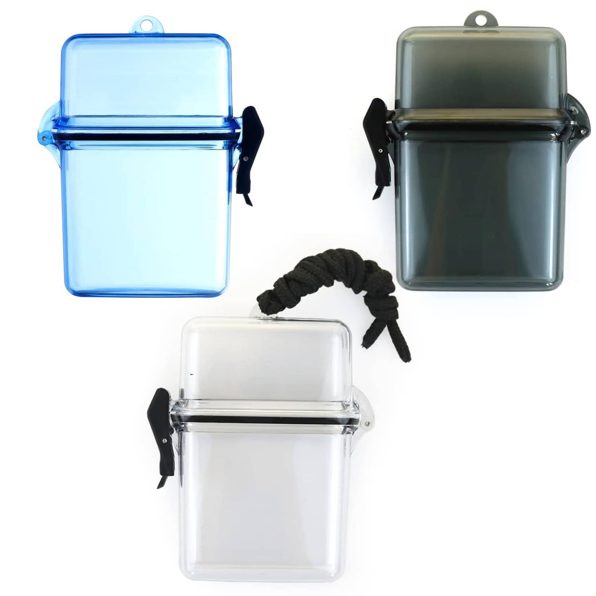 Waterproof ID card badge holder with lanyard cord, hinged clip, clear front window