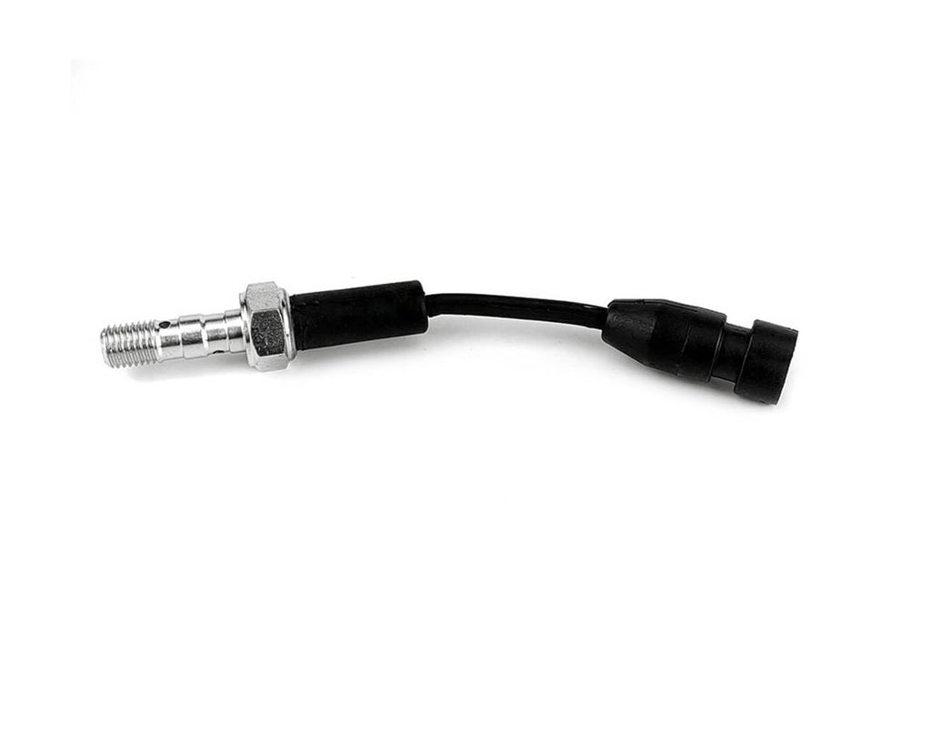 Brake pressure switch with threaded metal end and black rubber connector