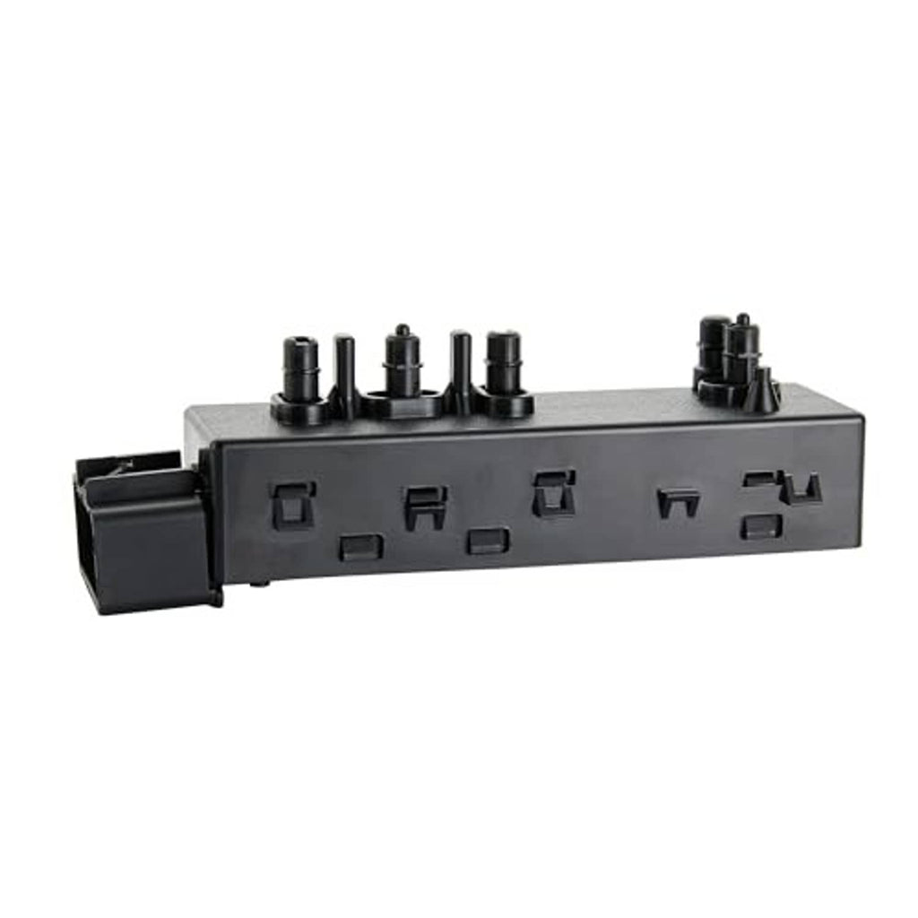 Black power seat switch panel with top buttons and molded switch slots