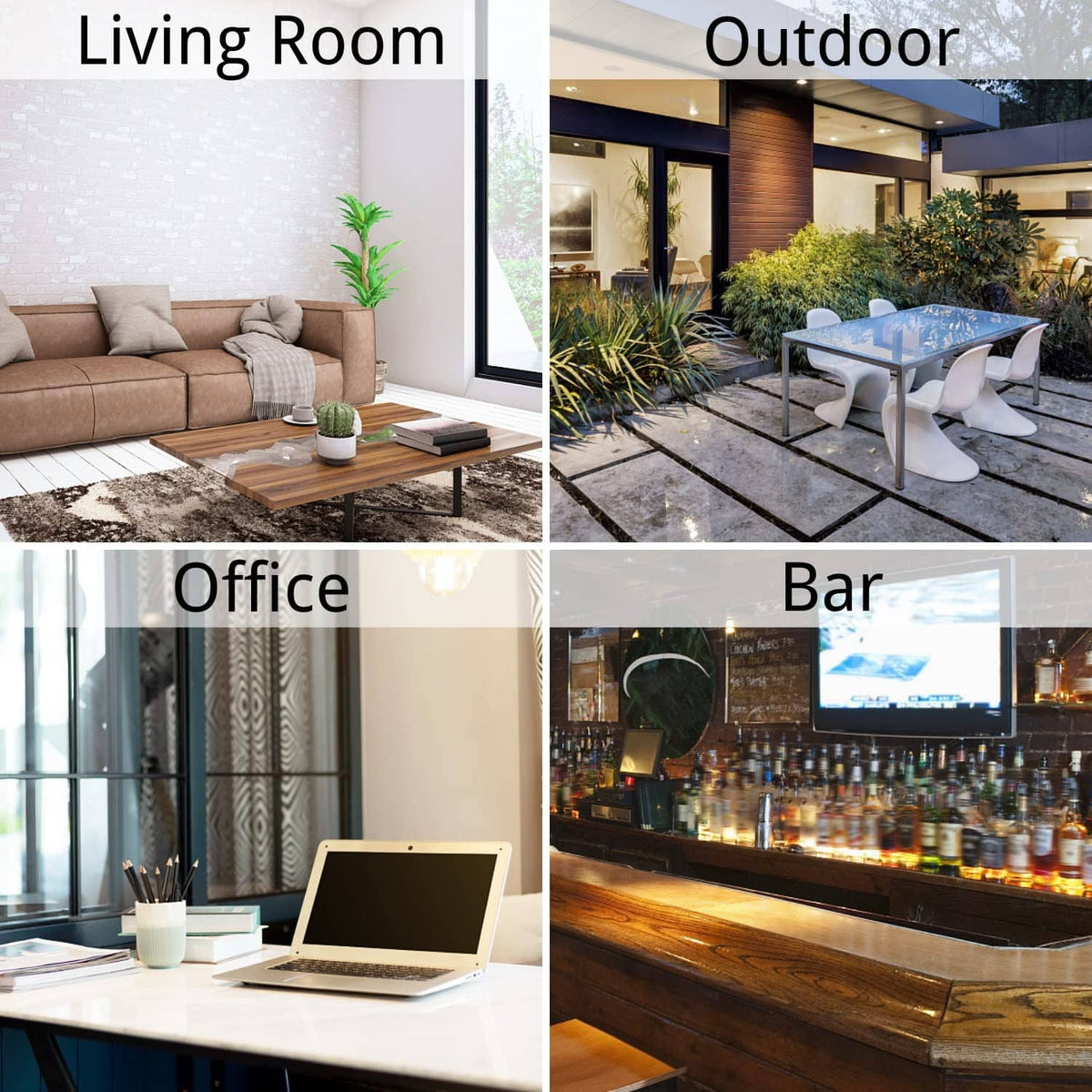 Bronze lidded ash tray shown in indoor and outdoor living spaces