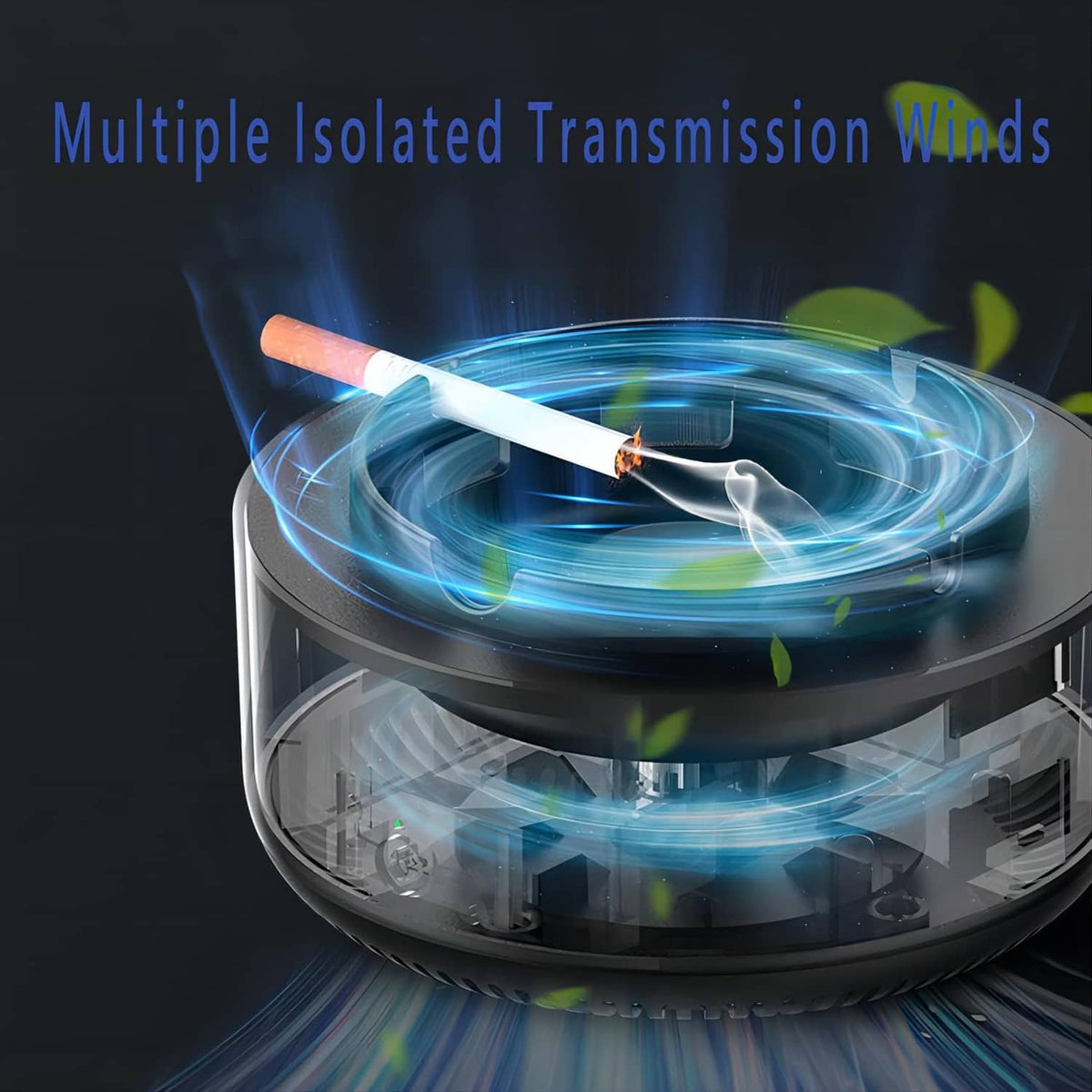 White smokeless ashtray air purifier with vented lid and airflow circulation around the chamber