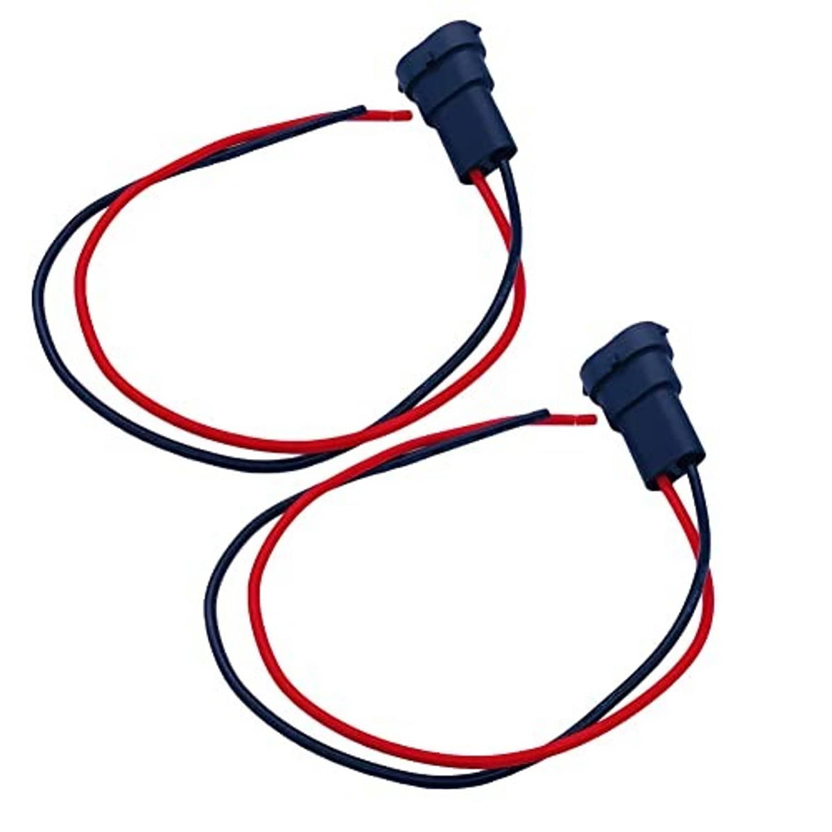 Set of two headlight pigtail adapters with dark blue sockets and red/blue wire loops