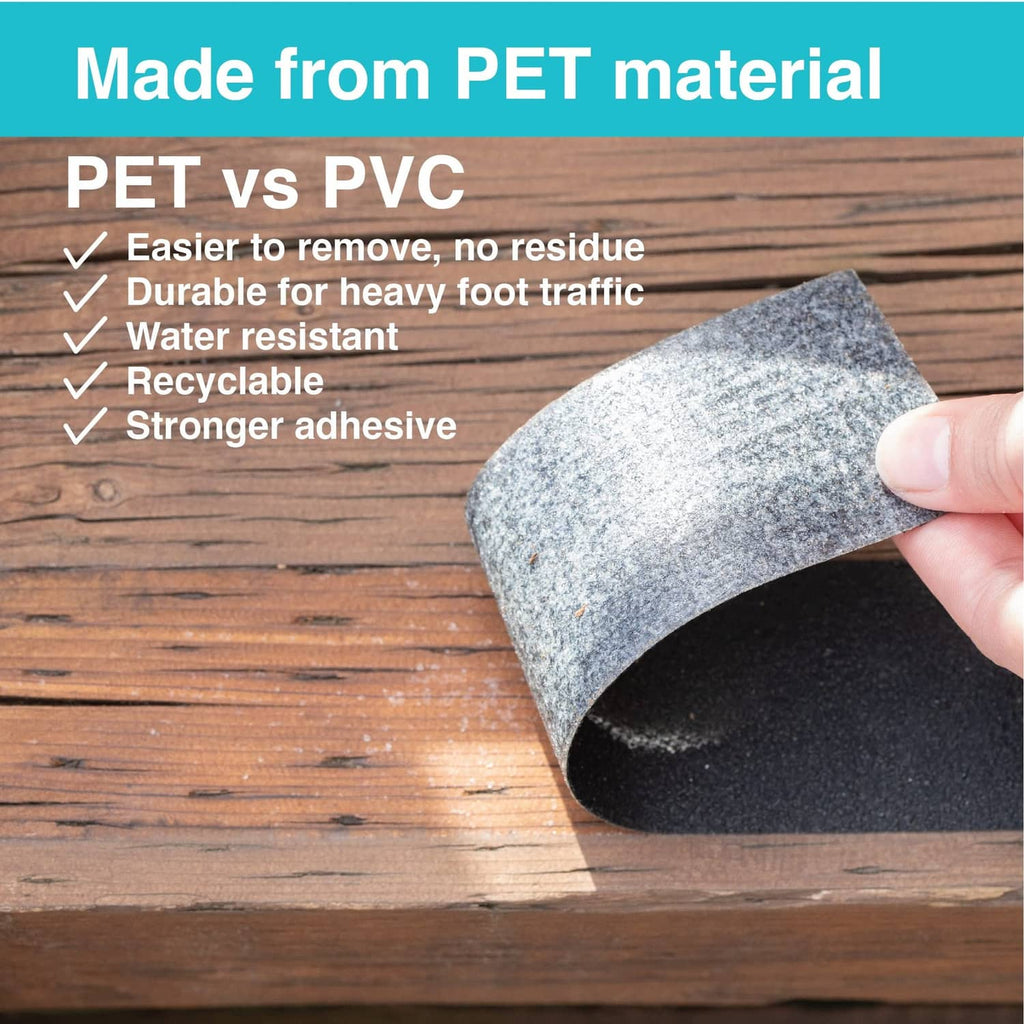 Anti-slip traction tape strip, black grippy surface with adhesive backing edge