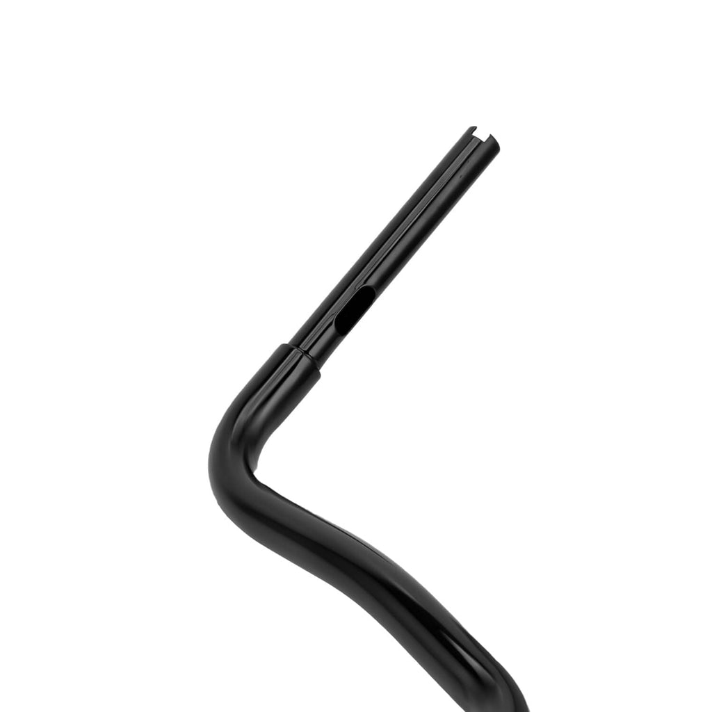 Black ape hanger handlebar with long curved stem and mounting holes