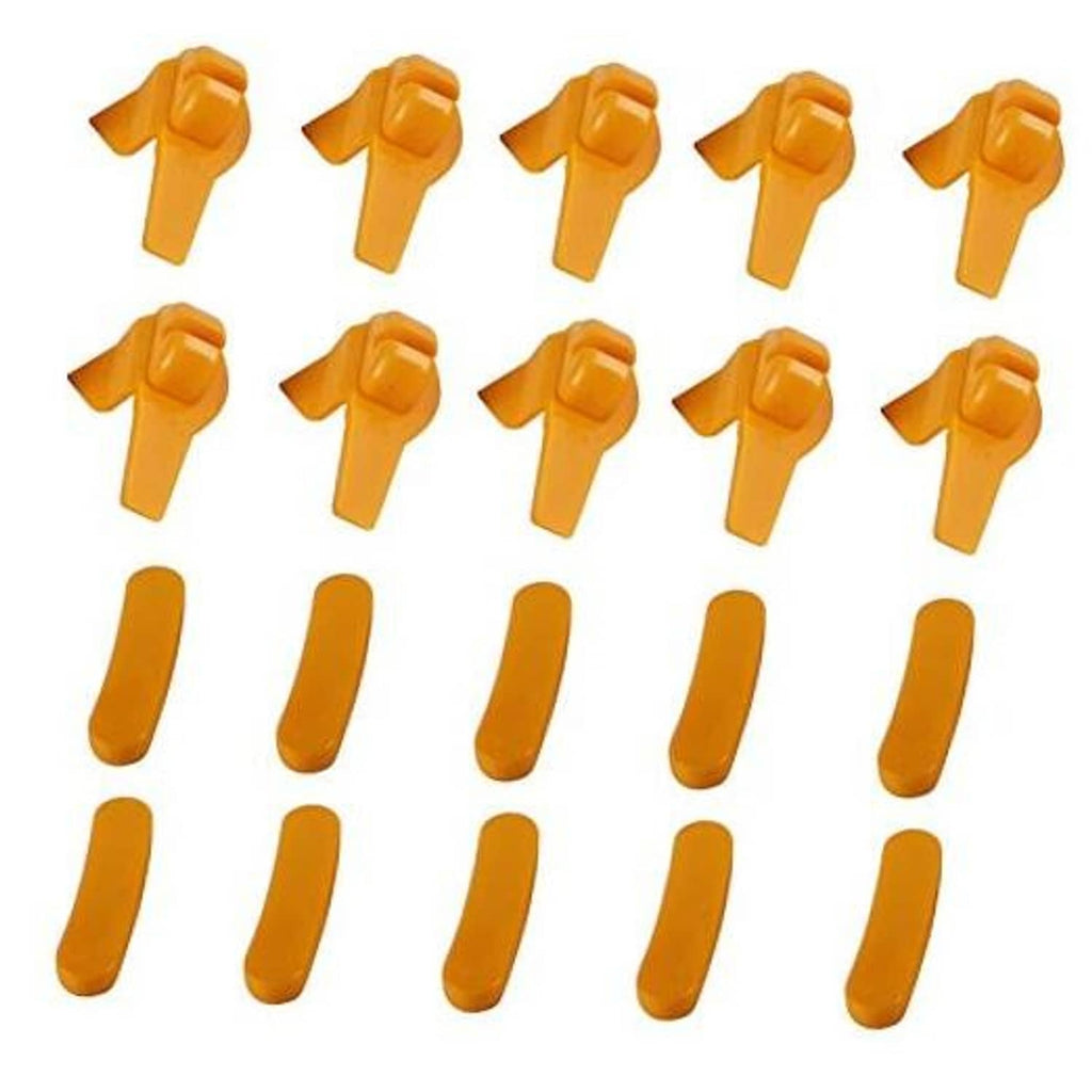 Yellow tire changer duck head insert set, includes mounting tabs and demount tool heads