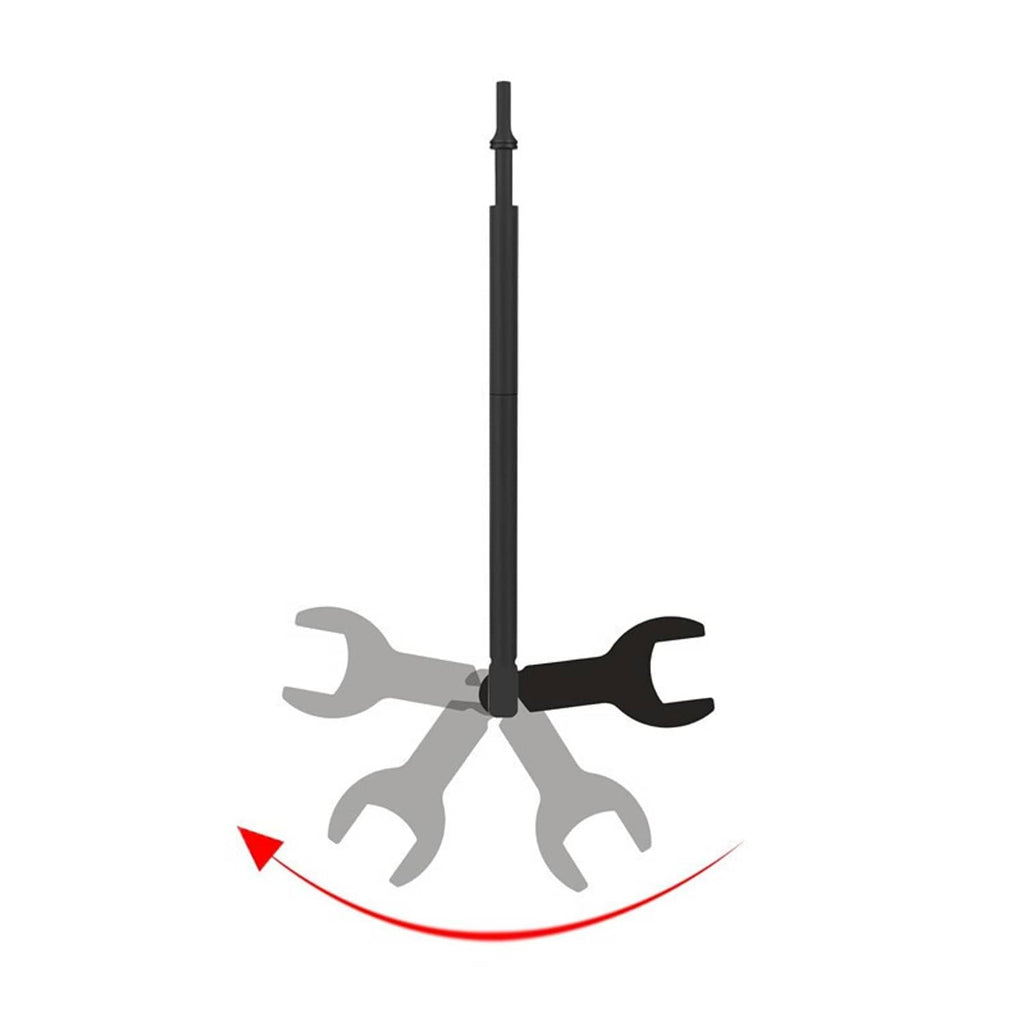 Fan clutch wrench standing upright with star-shaped jaw layout for gripping