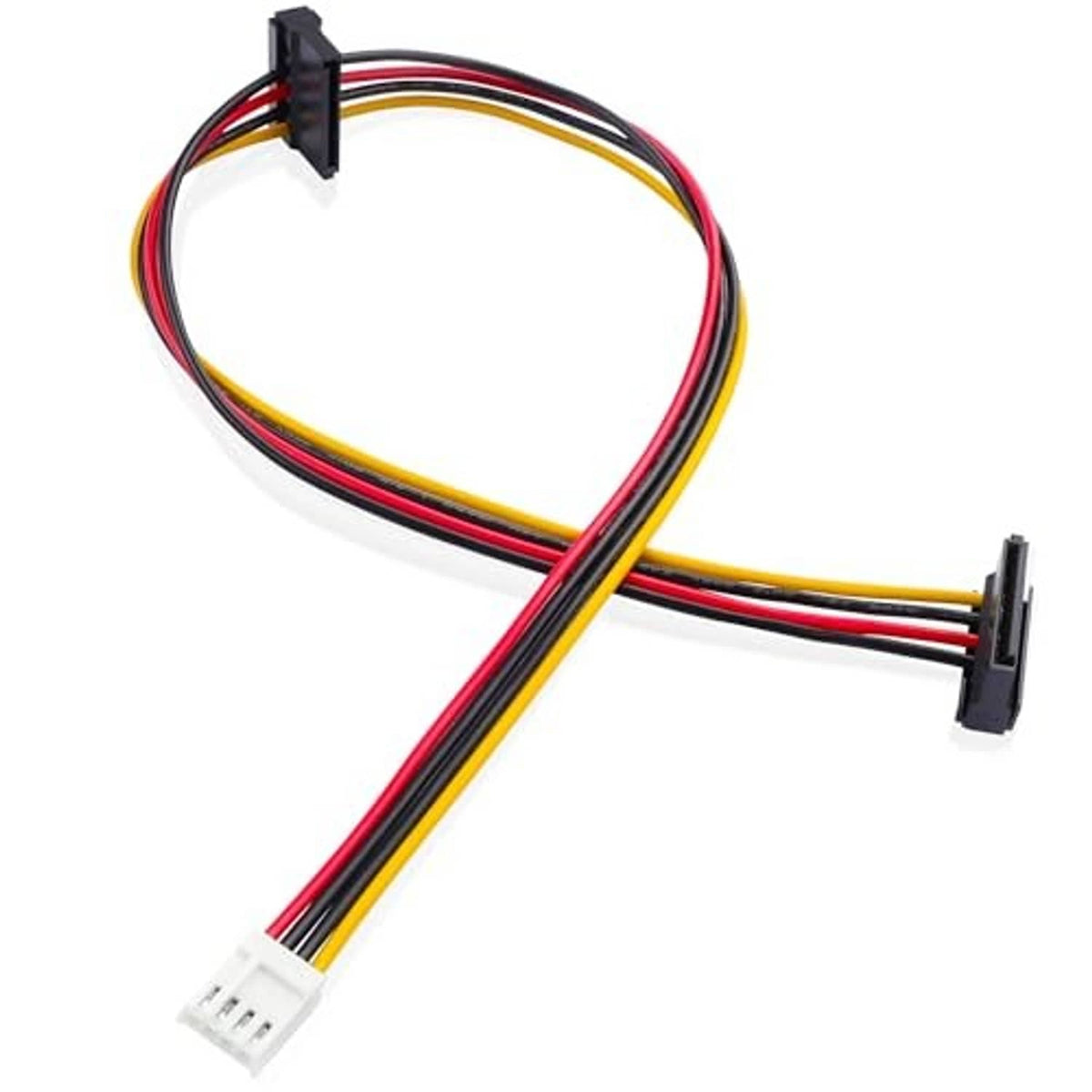 Floppy drive power adapter cable with dual SATA black connectors and colored wires