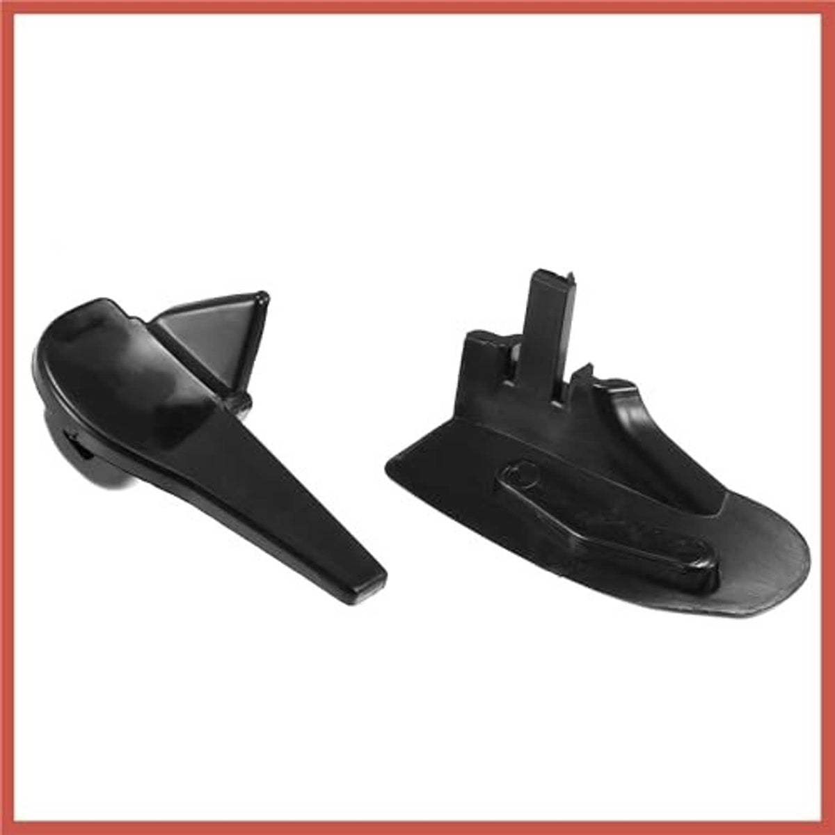 Black tire changer demount head plastic inserts, two curved clips with mounting tabs