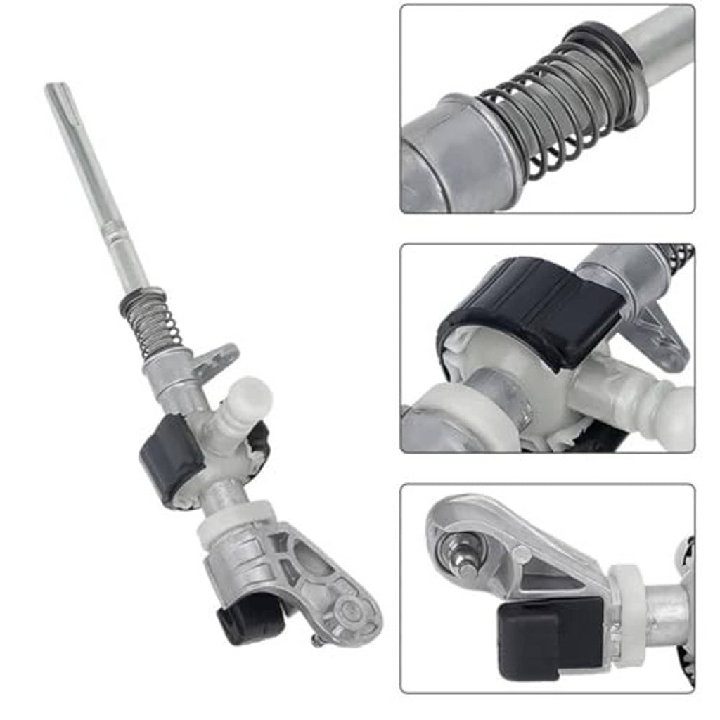 Gear shifter selector lever bushing assembly with metal spring, black cap, and white plastic insulator